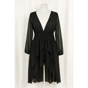 Black Sheer Overdress S  Gothic Boho Romantic Witchy Grunge Y2K Festival Dress